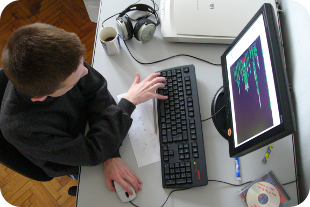 Guy typing on keyboard